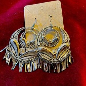 Sterling Filigree Dangle Large Earrings Frida Style